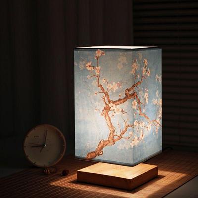 Retro Minimalist Chinese Night Light – Warm Wooden Bedside Lamp
