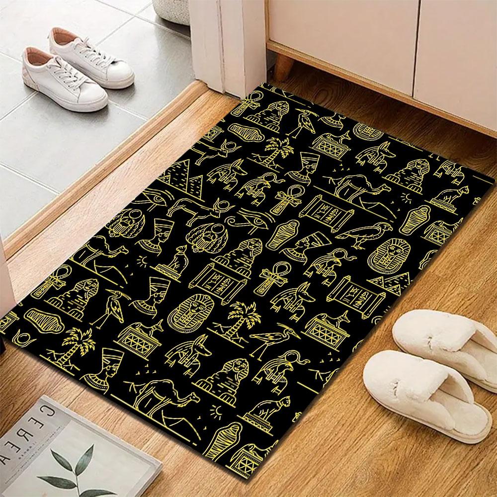 Ancient Egyptian Symbols Pattern Design Patterned carpet, suitable as a non slip play mat for the living room and bedroom sofa