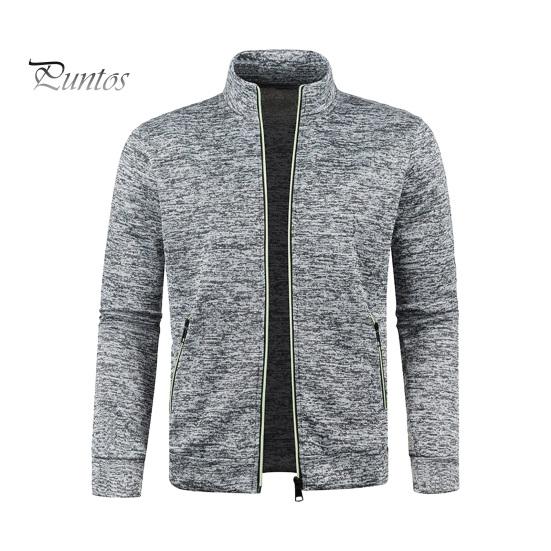 

Чоловічий осінньо-зимовий светр, пальто на блискавці, кишені, в’язаний тонкий кардиган, комір-стійка, довгі рукави, однотонні еластичні манжети, куртка на кожен день XL сірий