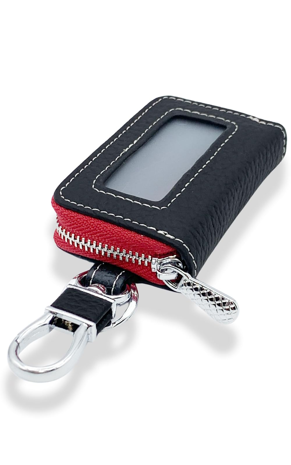 

TOMOTHY Чехол для смарт-ключа из натуральной кожи со смарт-ключом Черный и красный Мужской с окошком, Совместимый,