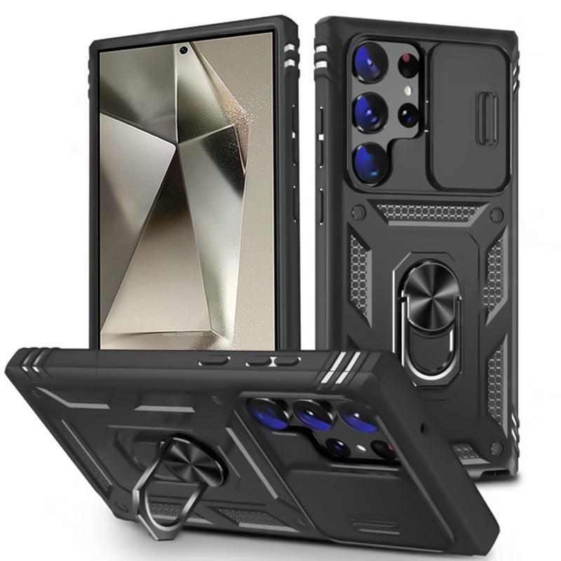 

Чехол для телефона с поворотным кольцом и камерой на 360 градусов для Samsung Galaxy S24 S23 S22 S21 Ultra Plus S20 FE Note 20 Ultra Cover for Galaxy S24 Ultra чёрный