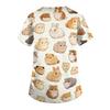 Women's V Neck Short Sleeve Work Top with Pockets Animal Print Medical Scrub Shirt for Healthcare Professionals Comfortable Fit