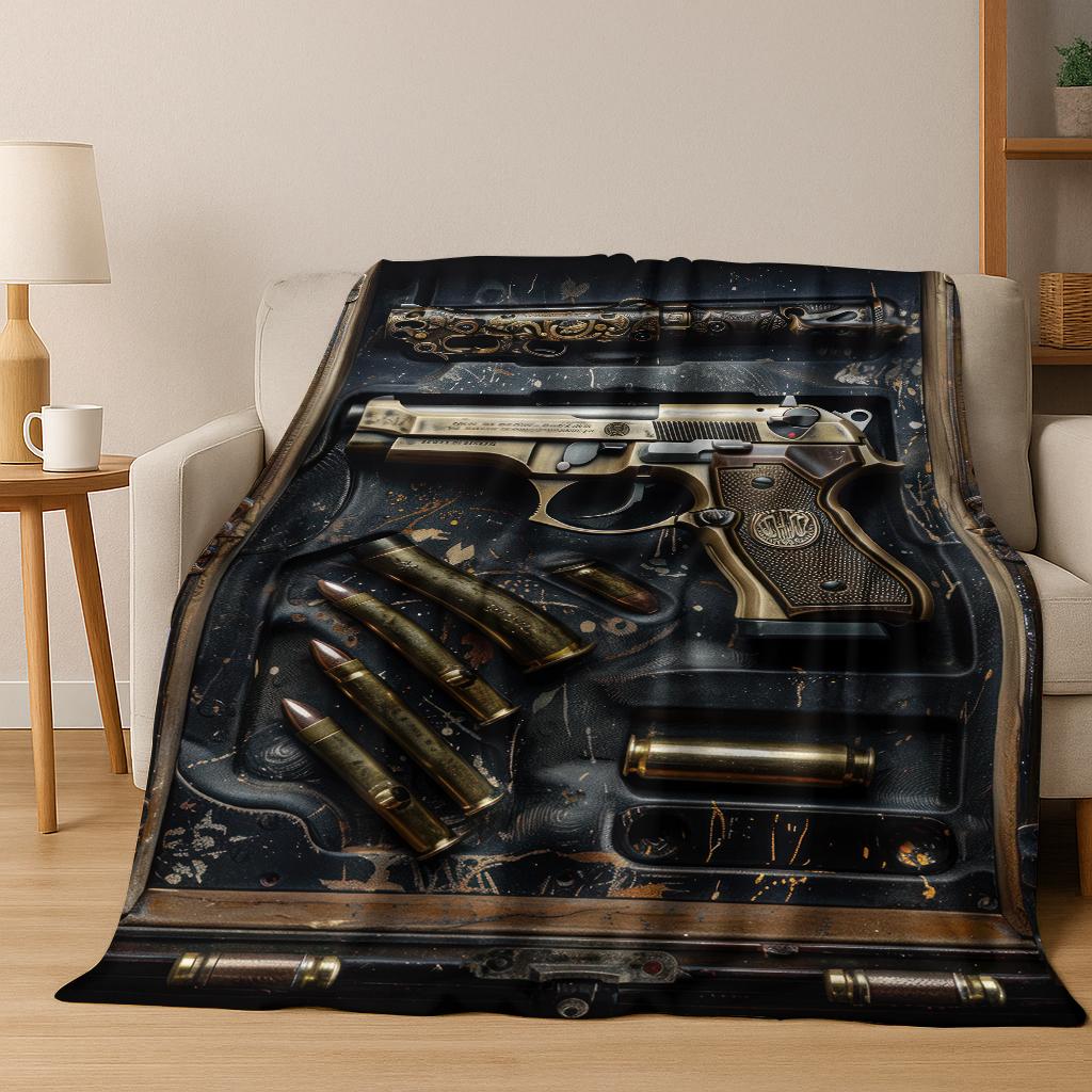 Wood Metal Gun Case Box Military Equipment Flannel Blanket,Cozy Soft Throw Blanket for Home Bedroom Bed Sofa Picnic Cover Gift