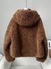 Women's Short Hooded Faux Lamb Wool Coat - Double-Sided Plush Thickened for Autumn & Winter 2025.