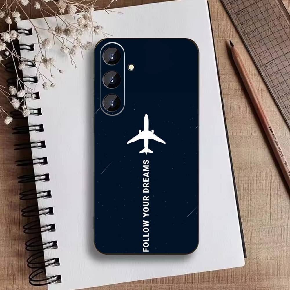 Graffiti Travel Airplane Pattern Phone Case For Samsung Galaxy A73,A21s,A22,A31,A52,A53,A71,A41Soft Black Shell