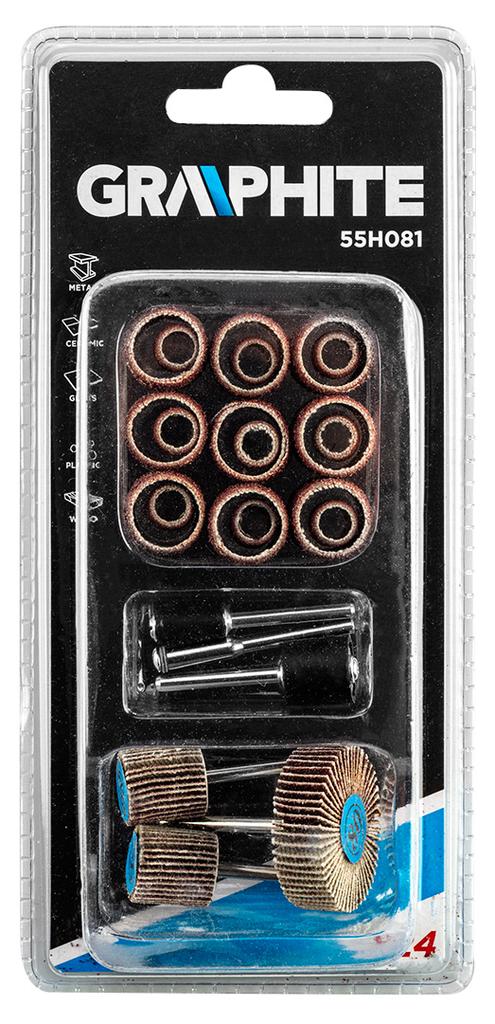 Mini sander accessories, sanding belts, flap discs, set of 24.