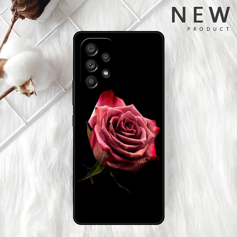 Bright Red Rose Flowers Case For Samsung Galaxy A54 A52 A14 5G A53 A12 A13 A71 A23 A34 A33 A21s Phone Cover