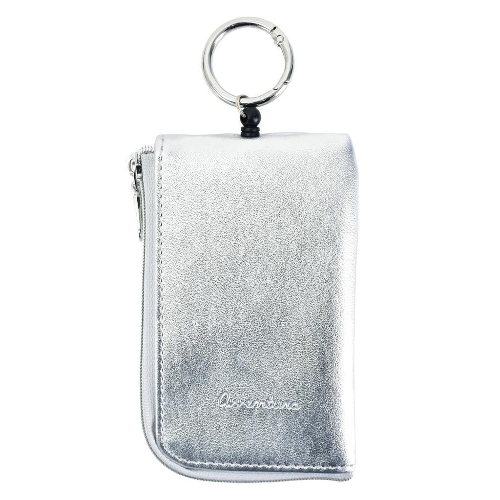 Key Case, Pass Pouch, Logo Embossed, Silver, PLE-30743