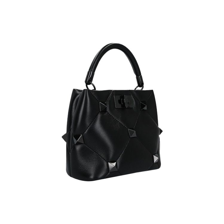 Valentino Nappaleder-Tragetasche mit Ton-in-Ton-Nieten Damenhandtaschen Schwarz WW2B0I97LWB0NO