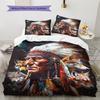Indian Chief Wolf Bear Pattern Bedding Quilt Set Quilt Cover Pillowcase Home Decoration Birthday Gift (1 * duvet cover + 2 * pillowcase, without core)