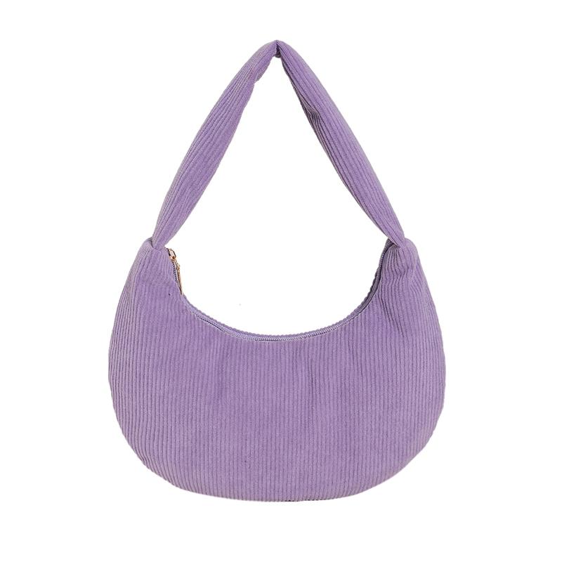 Women Daily Shoulder Bag Large Capacity Corduroy Chic Hobo Bag Solid Color Stylish Underarm Bags Padded Simple Dumpling Bag