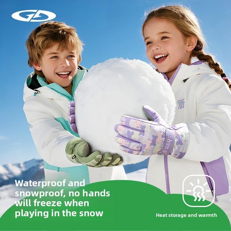 Kinder Skihandschuhe Wasserdicht Winter Warm Snowboard Fäustlinge für Jungen Mädchen, Rutschfeste Thermohandschuhe für Schneespiele & Eislaufen
