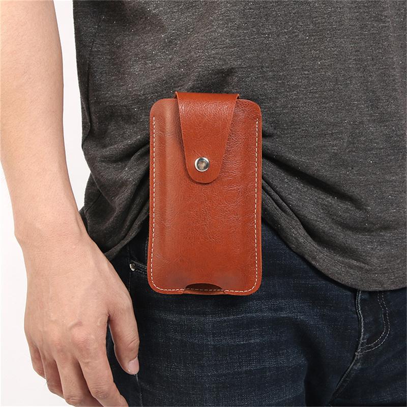 Men Leather Mobile Phone Holster Universal Outdoor Sport Belt Clip Waist Bag
