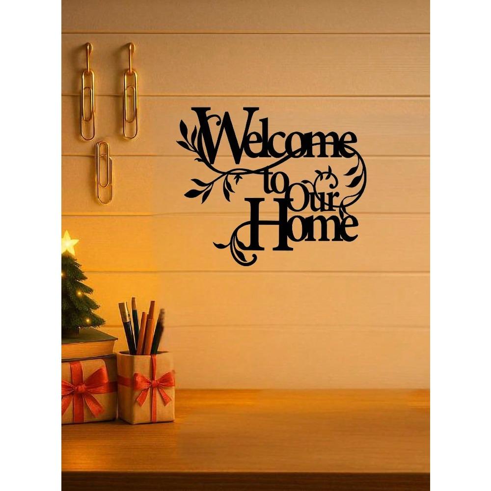 Wrought Iron Welcome Sign for Home Wall Decor Christmas Porch Living Room Hanging Plaque Metal Art Craft Garden Yard Gate Ornament