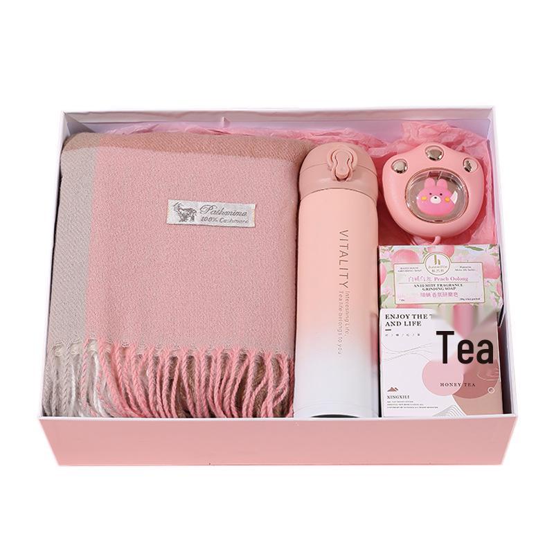 Autumn Winter Gift Set: Scarf & Insulated Cup for Her Birthday