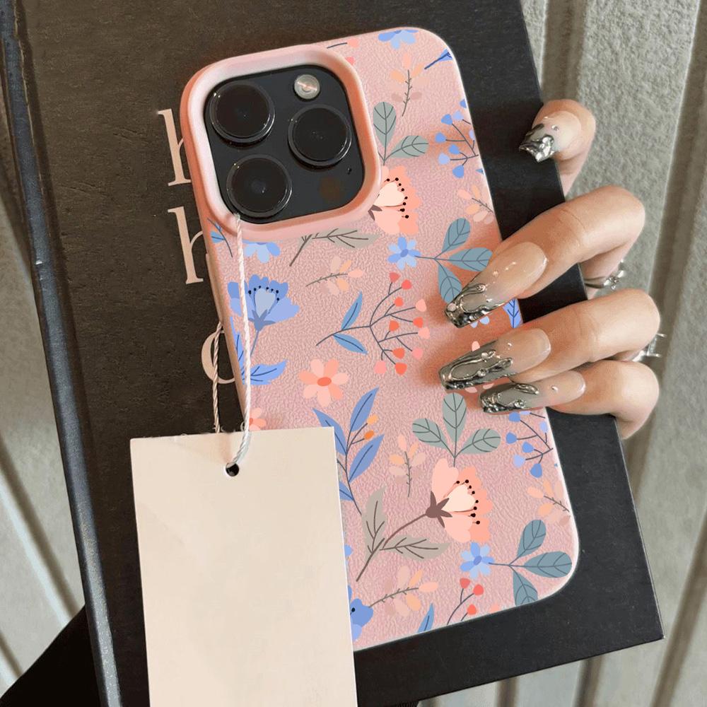 HOT Cool Flower Lily Luxury Lichee leather pattern Phone Case For iPhone 17 16e 16 15 14 13 12 11 Air Pro Max Plus X XR XSMax