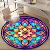 1pc Stained Glass Mandala Office Round Area Rug, Indoor Mat Suitable ForOffice, Under Office Chairs Bedroom Living Room Home Decor, Room Deco Q120