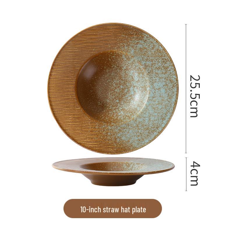 Japanese Straw Hat Ceramic Retro Dessert Plate
