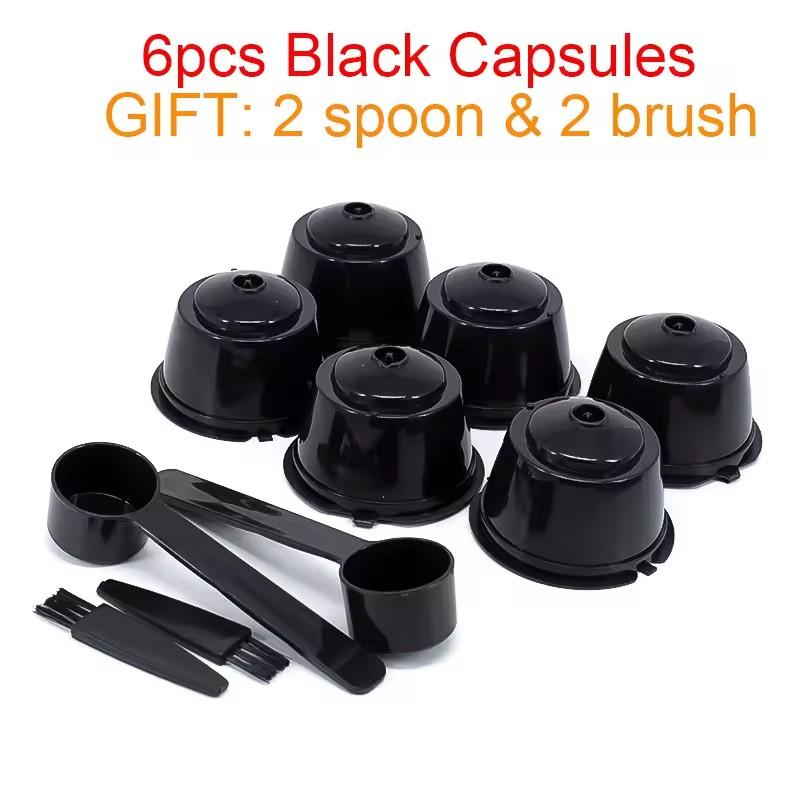 6Pcs Fit Dolce Gusto Coffee Capsule Reusable Coffee Pod For Nescafe Dolce Gusto With Spoon Brush Kitchen Accessories