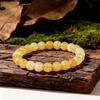 Festive Gifts Yellow Crackle Quartz Beaded Bracelet Warm Fashion Jewelry For Men And Women Daily Wear Simple Versatile Accessory