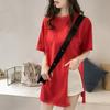 Large size women's new foreign style split-ended T-shirt women's summer fat mm loose and thin half-sleeved bottoming shirt