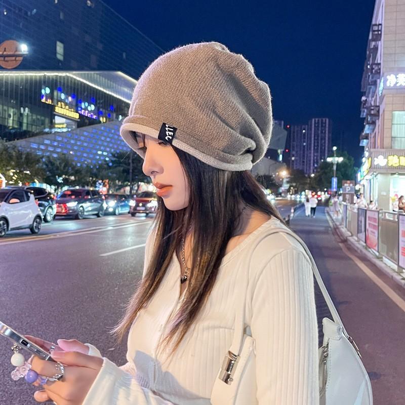 Autumn and winter hats, women's versatile wool knitted hats, ear protectors, warm headgear, small and fashionable stacking hats