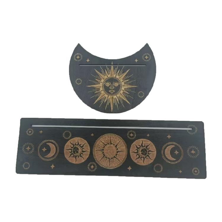 Portable Wooden Tarot Card Stand Rectangular Moon Shaped Tarot Base Display Tray