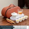 TLAKEHO Portable Mutton Fat Jade Porcelain Travel Tea Set
