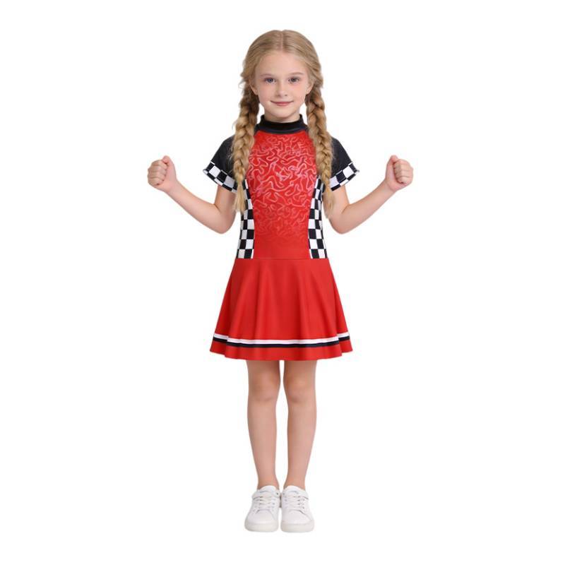 Disfraz de Vestido para Niña con Temática de Carreras Hecho de Tejido de Poliéster para Fiesta de Halloween