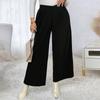 Pantaloni larghi a vita alta neri da donna, pantaloni larghi e comodi alla moda, pantaloni dritti, casual, taglie forti, con elastico in vita