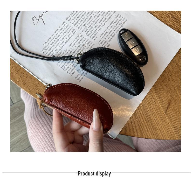 Vegetable-Tanned Leather Kisslock Mini Coin Purse - Versatile Neck-Hanging Dumpling-Shaped Wallet