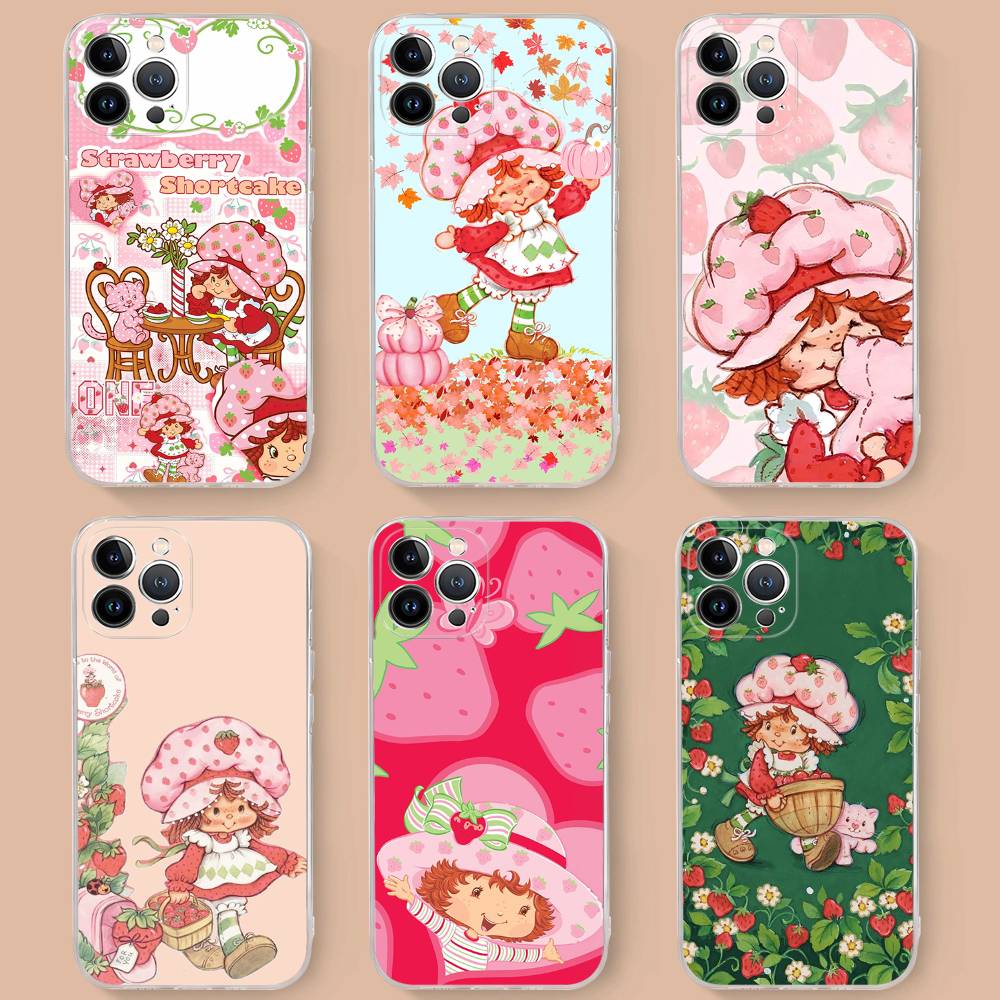 S-Strawberry S-Shortcake For iPhone 11 12 13 14 15 16 17 Pro Max Plus Air Transparent Clear Shockproof Case