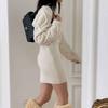 Herbst Winter Twist Elegant Damen Strickpullover Kleid Retro Lässig Locker Langarm Rundhals Pullover Kurze Kleider Büro Neue Slim Fit Kleidung