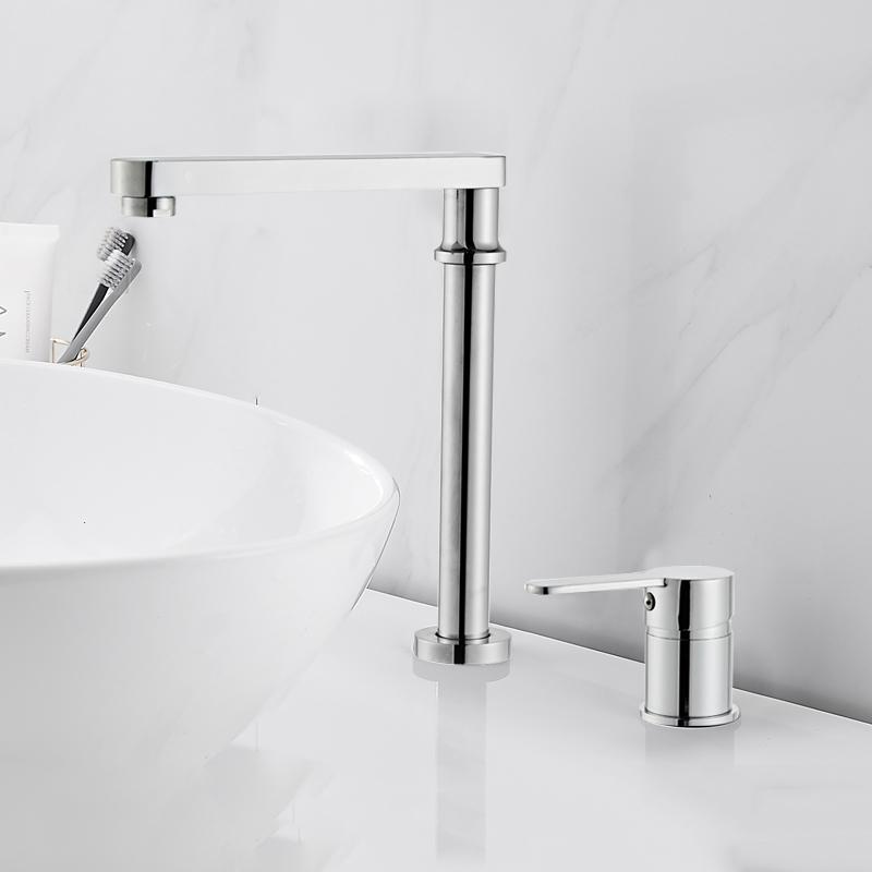 Brass Adjustable Rotating Bathroom Basin Faucet Black/Chrome Widespread Double Hole Single Handle Sink Kitchen Tap Hot and Cold