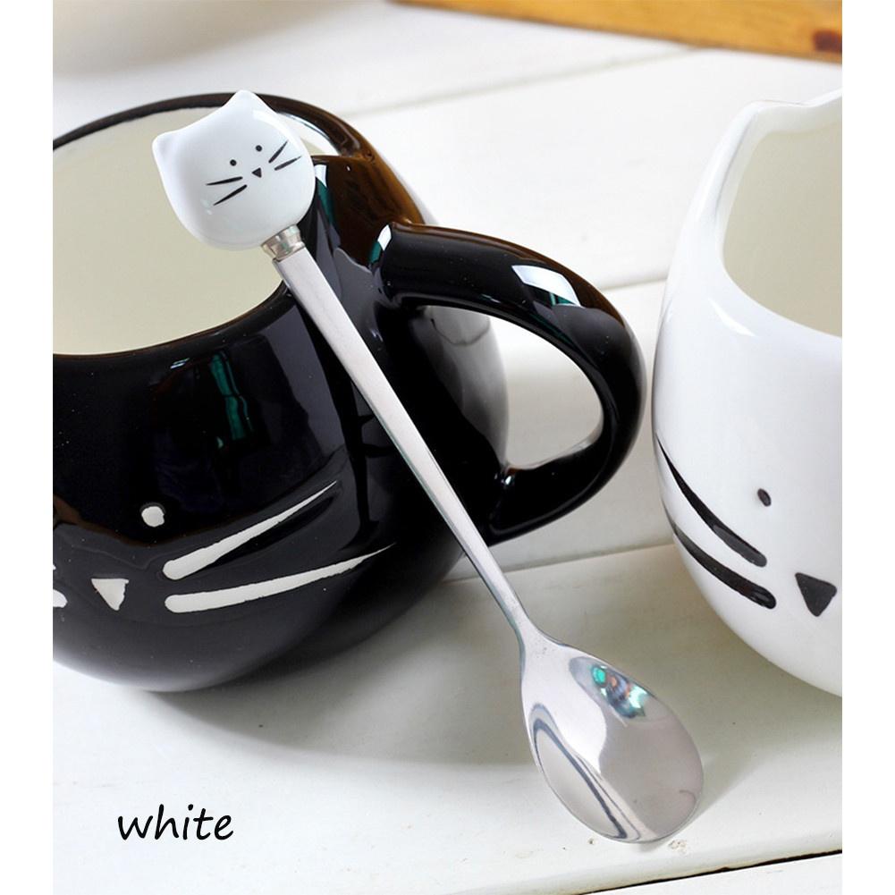 Kitchen Gadgets 1 Pc Cute Cartoon Cat Spoon Long Handle Spoons Flatware Drinking Tools