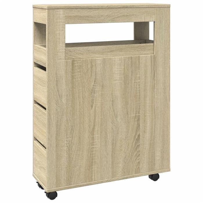 VidaXL Narrow Bathroom Cabinet On Wheels Sonoma Oak, Narrow Bathroom Storage, Narrow Storage for 855270