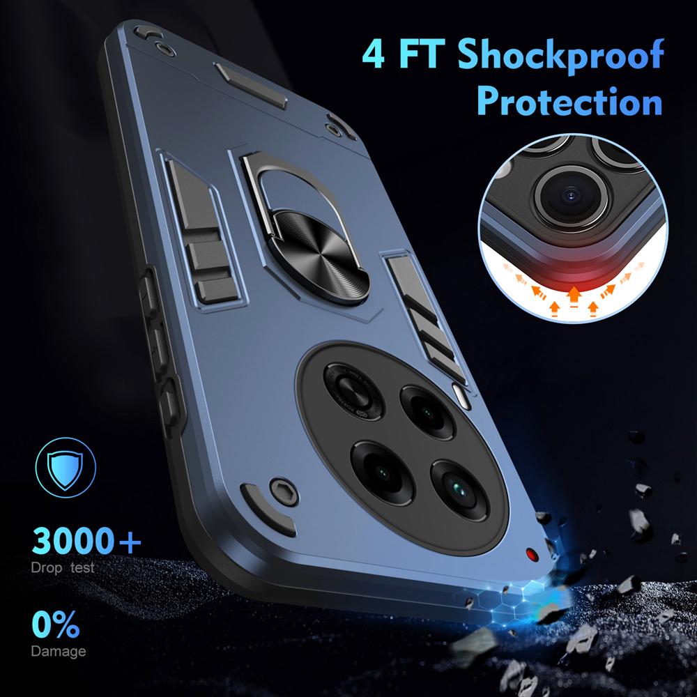 KEYSION Stoßfeste Armor-Hülle für TECNO Camon 30 4G 5G Silikon+PC Kameraschutz Ringständer Handyhülle für Camon 30 Pro 5G