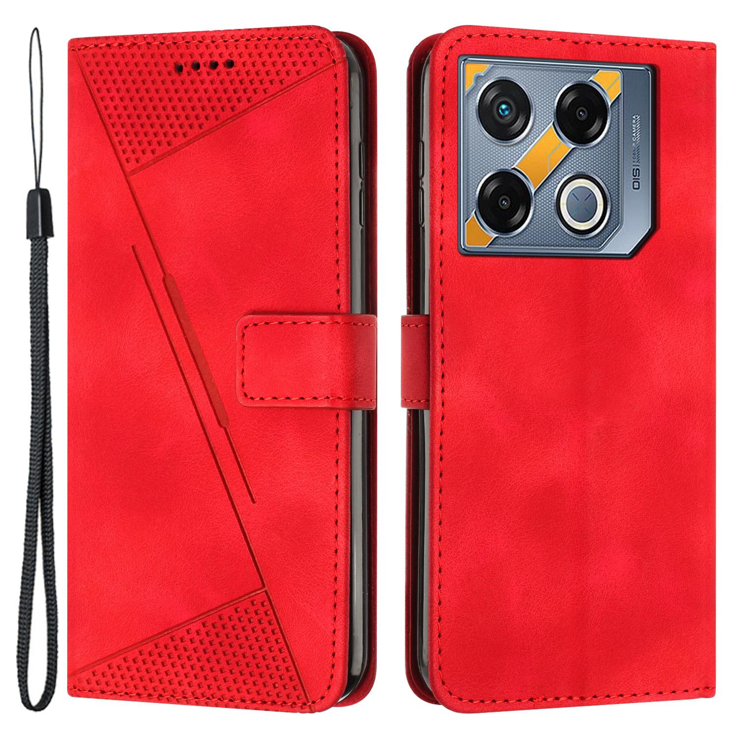 

For Infinix GT 20 Pro 5G Case Leather Wallet Shockproof Flip Cover Triangle Imprinted Red