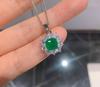 Jewelry Treasure Necklace Women'S Imitation Emerald Pendant Emerald Ring Three-Piece Jewelry Set