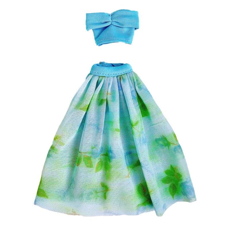 

Синяя модная одежда для кукол 1/6, наряды для куклы Барби, праздничное платье, короткий топ, рубашка и юбка-миди, аксессуары для кукол 1:6, детские игрушки синий