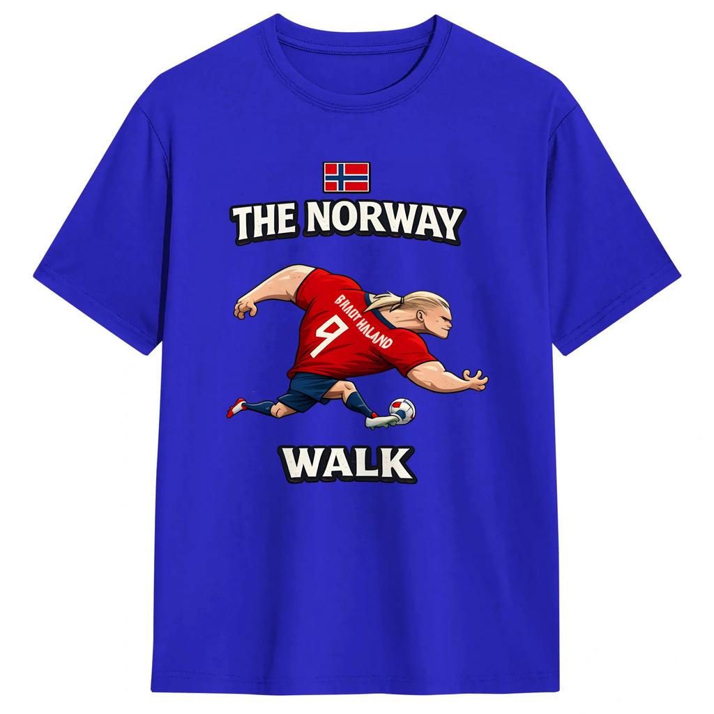 Unisexs Erling Haaland T-Shirts The Norway Walk Reine Baumwolle Oberteile Vintage Kurzarm Rundhals T-Shirts Sommer T-Shirts