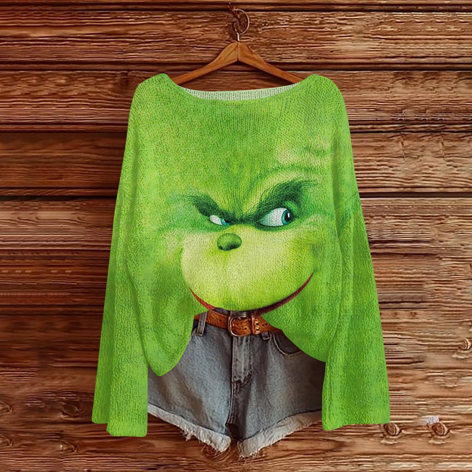 

Рождественские толстовки для женщин Вязаный свитер Милая рубашка Осенний свитер с круглым вырезом Топы S