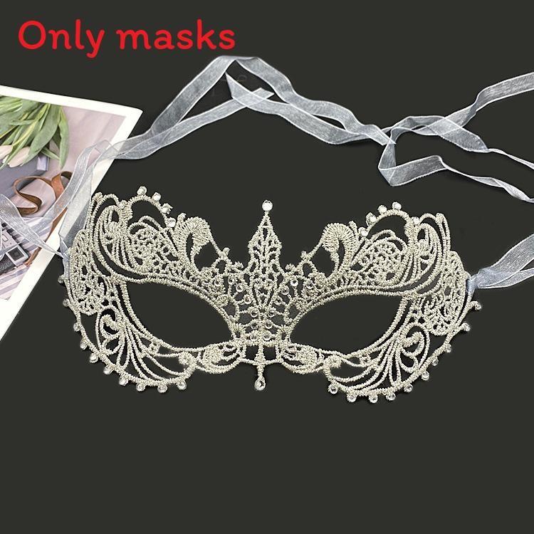 Party Hollow Costume Lace Mask With Water Diamond Decoration For Halloween