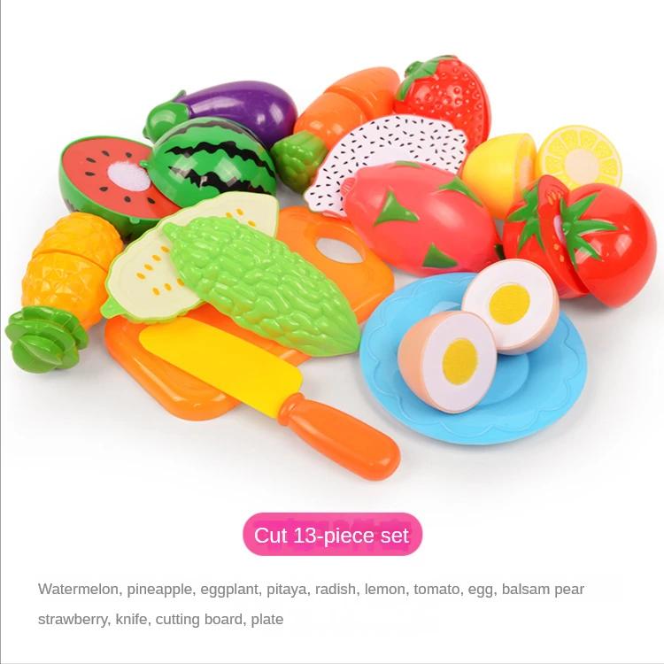 Non-Toxic Role Play Educational Gift Baby Toy Pretend Play Food Set Fruits Vegetable Kitchen Playset For Kid'S Gift Assembly Game