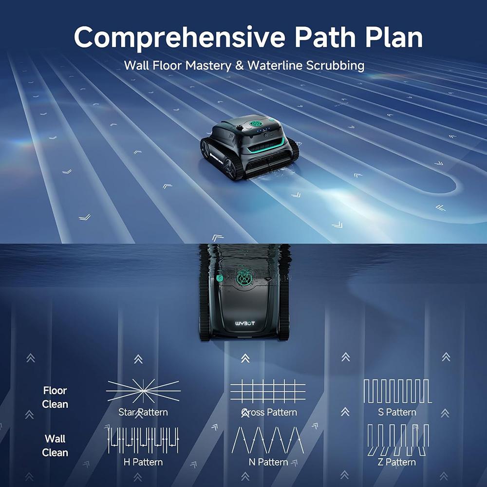 WYBOT S2 Vision Cordless Robotic Pool Cleaner, AI Learning with Vision Camera Navigation, 8-in-1 Cleaning Modes & 6 Path Plans