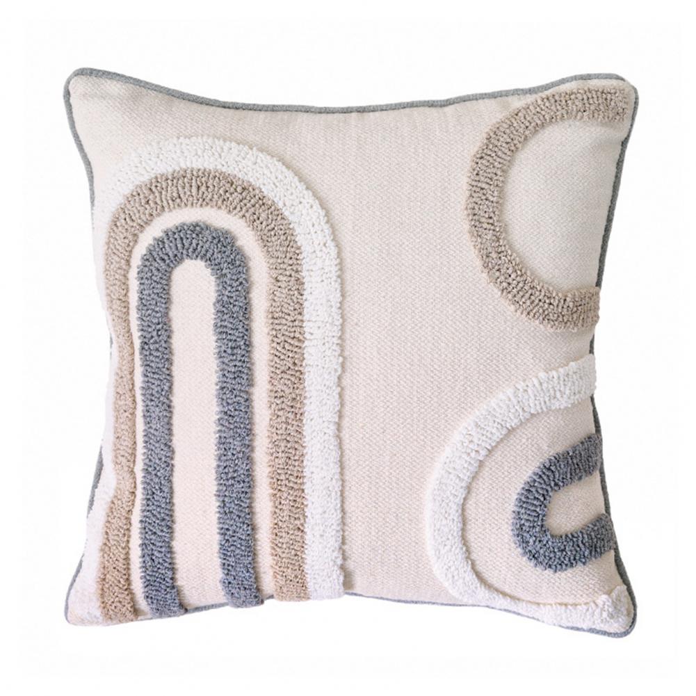 Unique Boho Throw Pillow with Braided Rope Pattern Handmade Tassels Cushion Soft Cotton Linen Textured Cushion for Sofa Bed