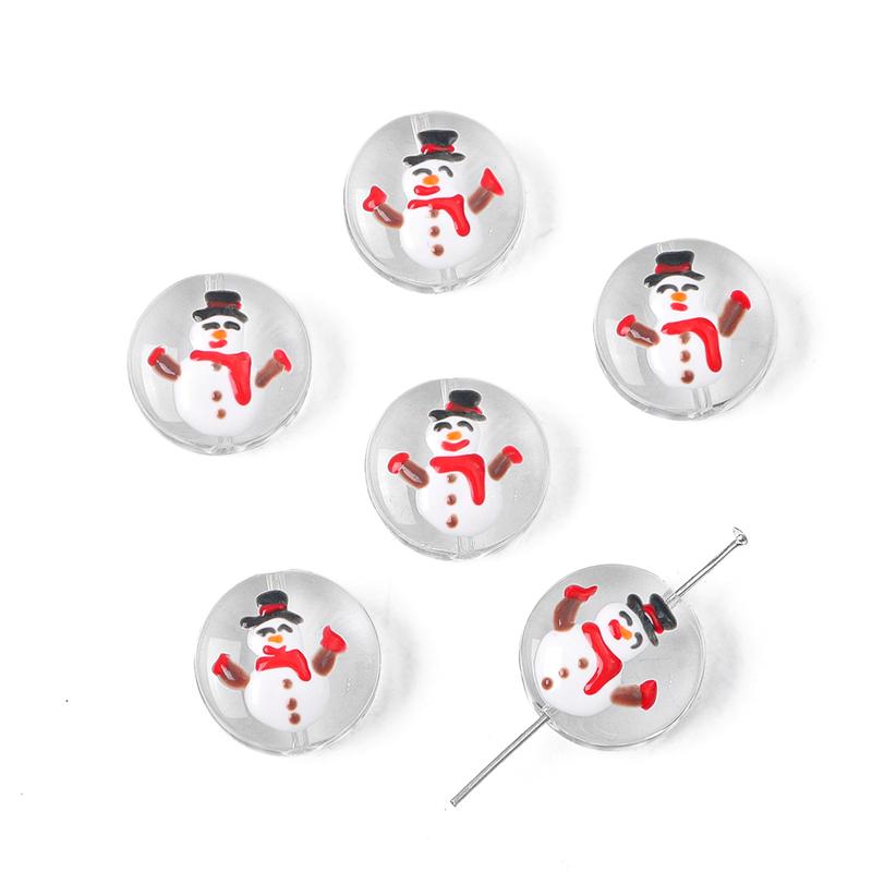 1Pcs 19mm Christmas Series Transparent Coloured Glaze Beads Hand-Painted Drop Oil Flat Round Beads For Jewelry Making DIY Charm Decoration
