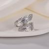 Fashion Adjustable Stainless Steel Leaf Open Ring for Women Girls - Birthday Wedding Gift