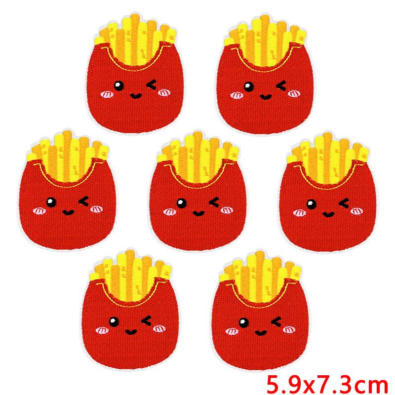 10pcs Wholesale Cute Food Series Embroidery Patches Diy Cartoon Iron On Patches For Clothing Sew Stickers Badge Applique