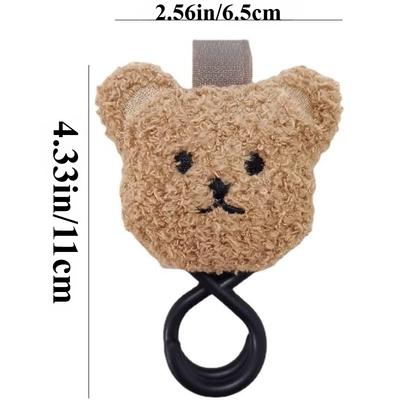 Cute Plush Bear Baby Stroller Hook for Stroller Heavy Duty Universal Stroller Hanger and Strap Stroller Accessories for Mom